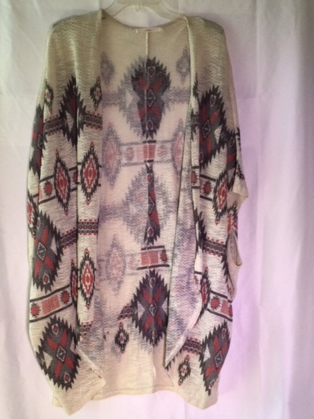 Blushed Southwestern Open Front Cardigan Boho Cocoon Wrap
